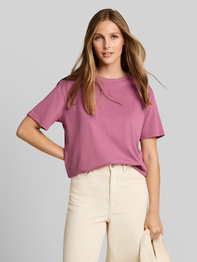 Boxy Fit T-Shirt mit Stickerei von Denim Female, dusty berry