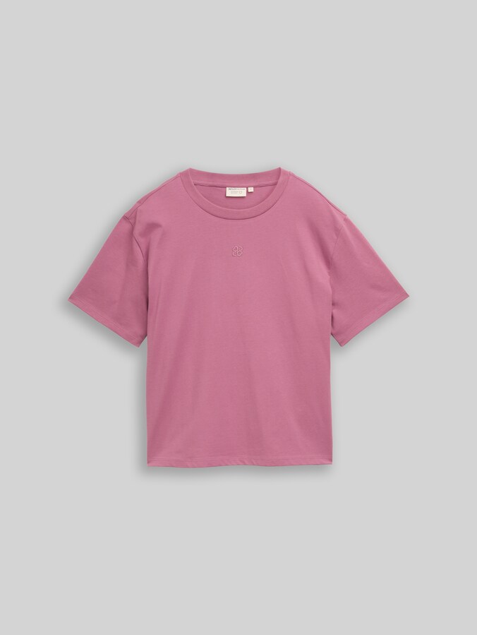 Boxy fit T-shirt with embroidery by Denim Female, dusty berry