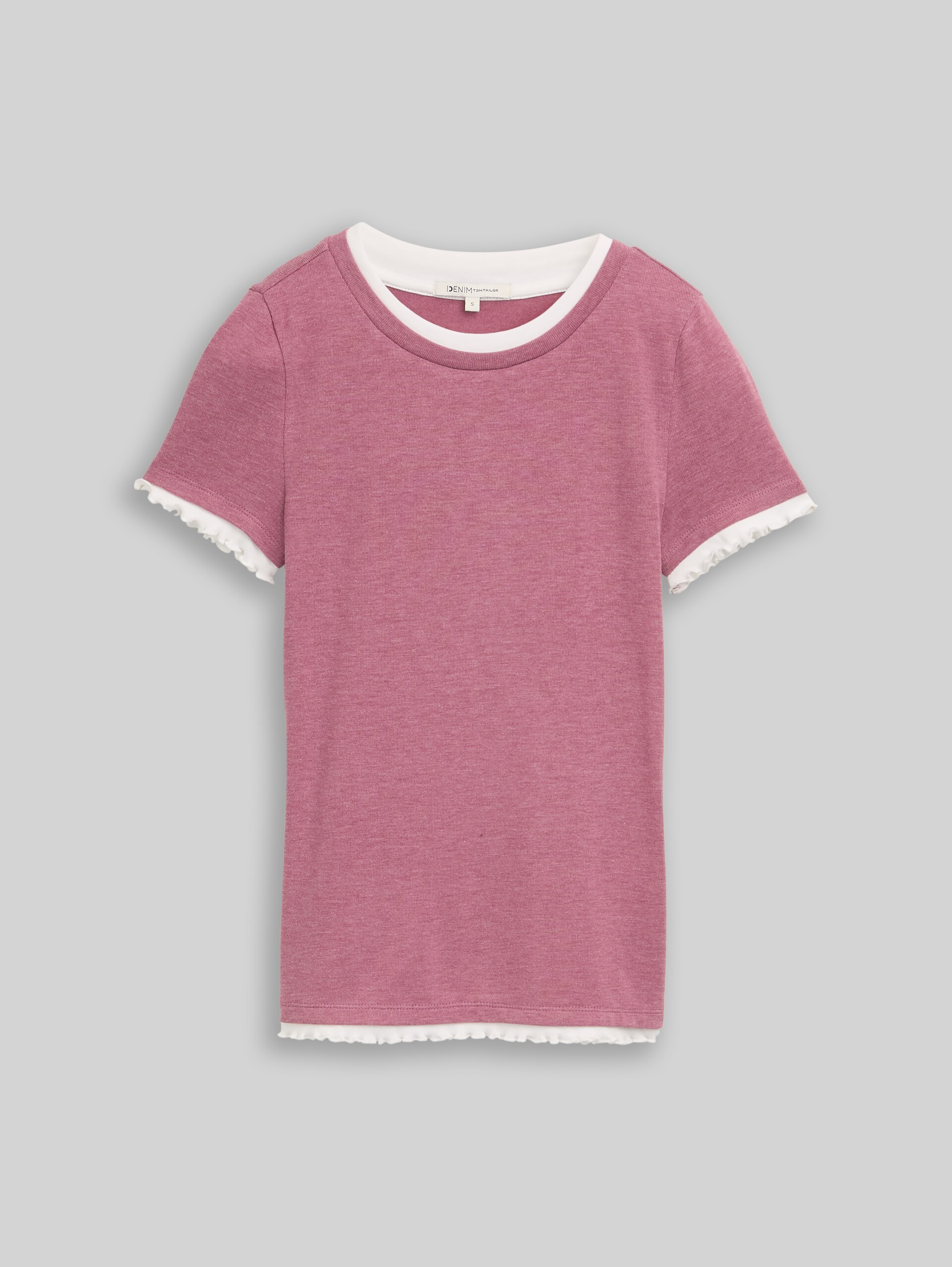T-Shirt im 2-in-1-Look - dusty berry melange - Vorder-Produkt-Ansicht