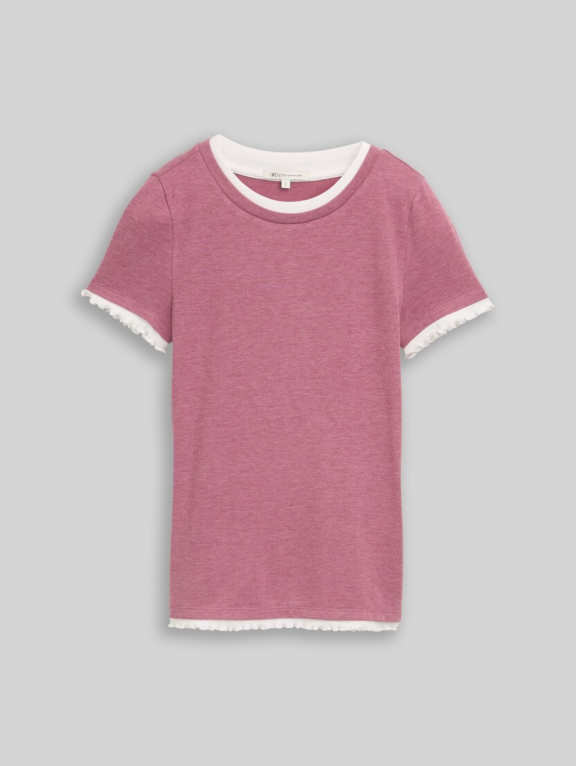 T-Shirt im 2-in-1-Look von Denim Female, dusty berry melange