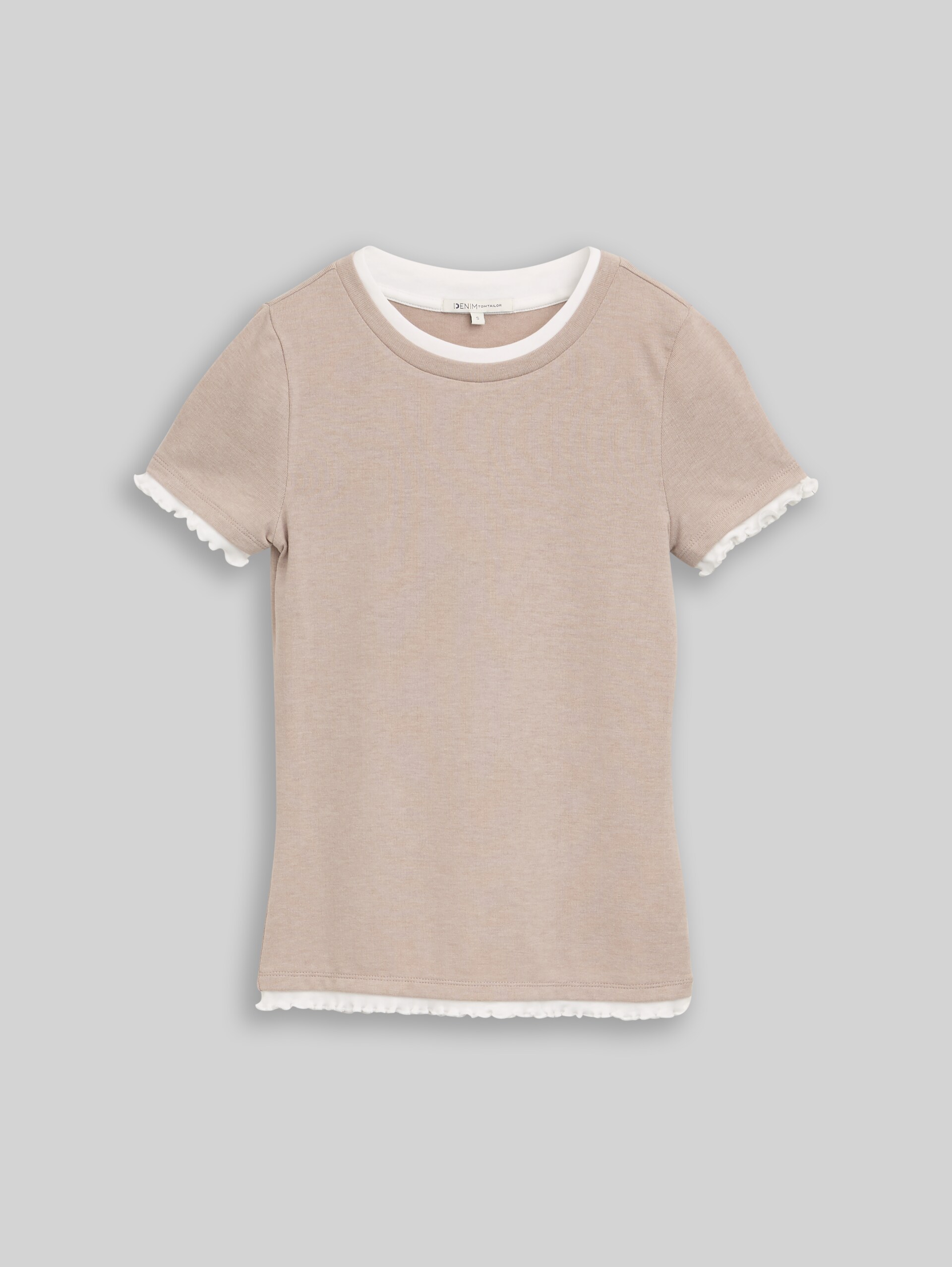T-Shirt im 2-in-1-Look - atmosphere beige melange - Vorder-Produkt-Ansicht