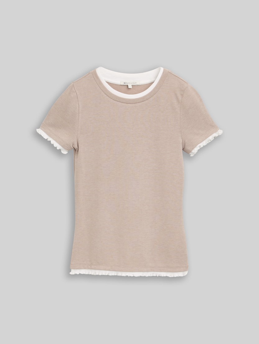 T-shirt au look 2 en 1 par Denim Female, atmosphere beige melange