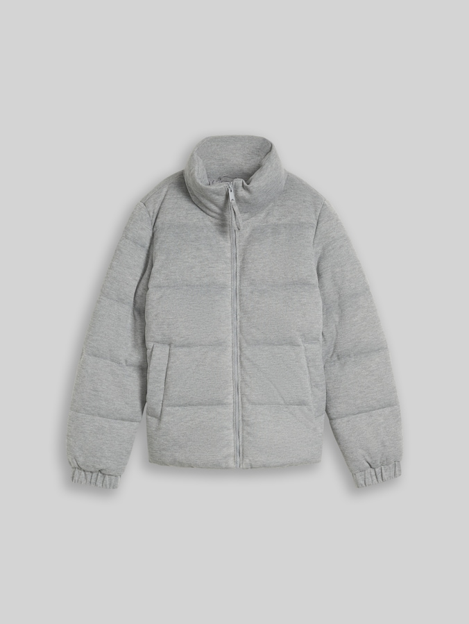 Gezellig pufferjack met opstaande kraag door Denim Female, Light Soft Grey Melange