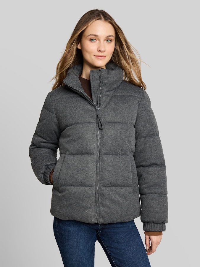 Gezellig pufferjack met opstaande kraag door Denim Female, dark coal grey melange