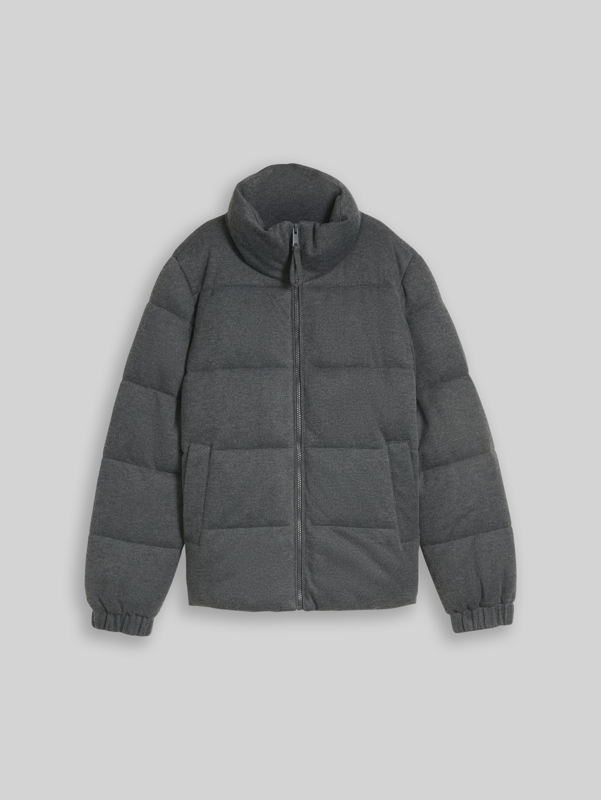 Cosy Puffer-Jacke mit Stehkragen - dark coal grey melange - Vorder-Produkt-Ansicht