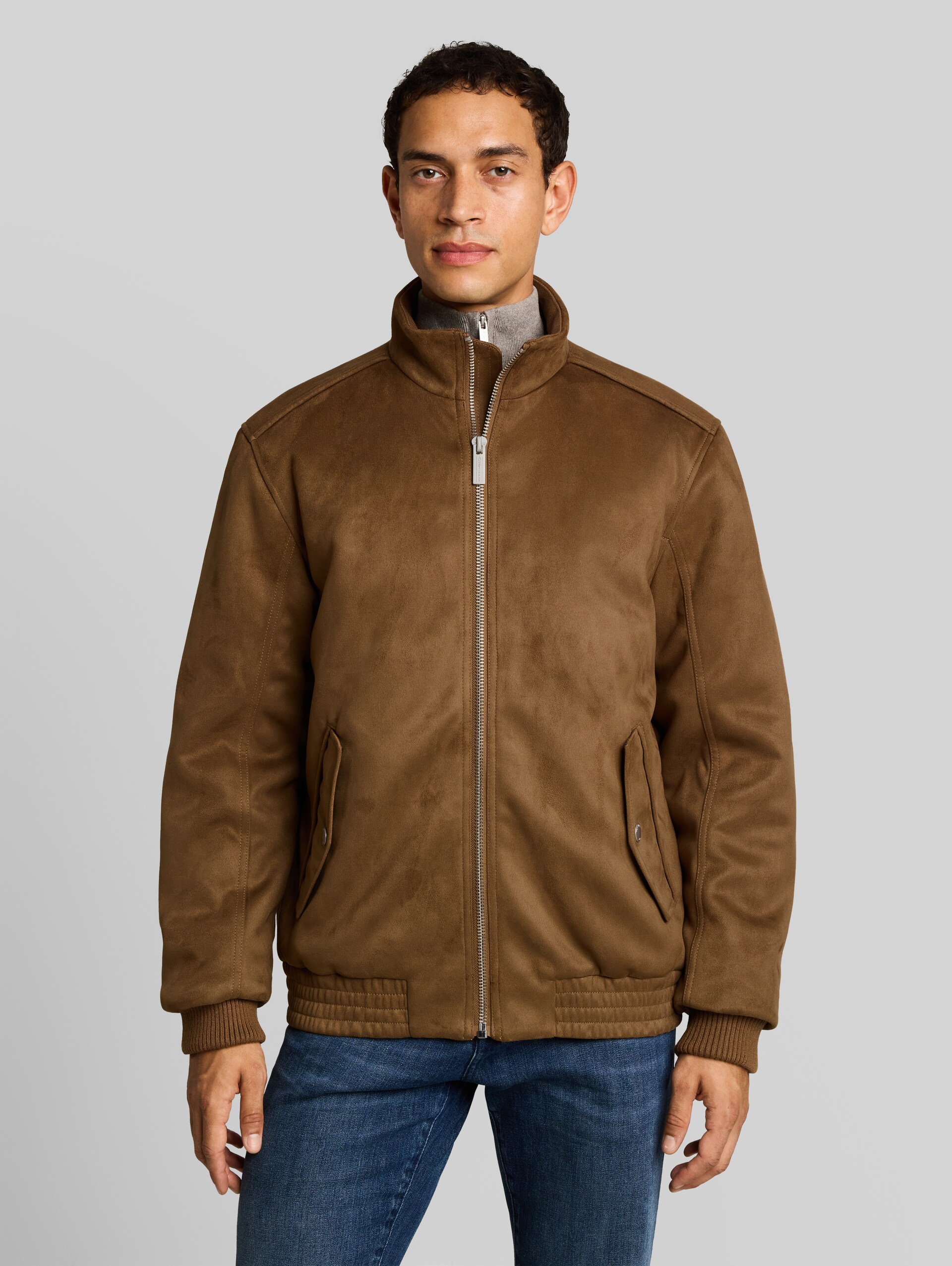 Blouson effet daim - coffee liqueur brown - Vue de face du modèle