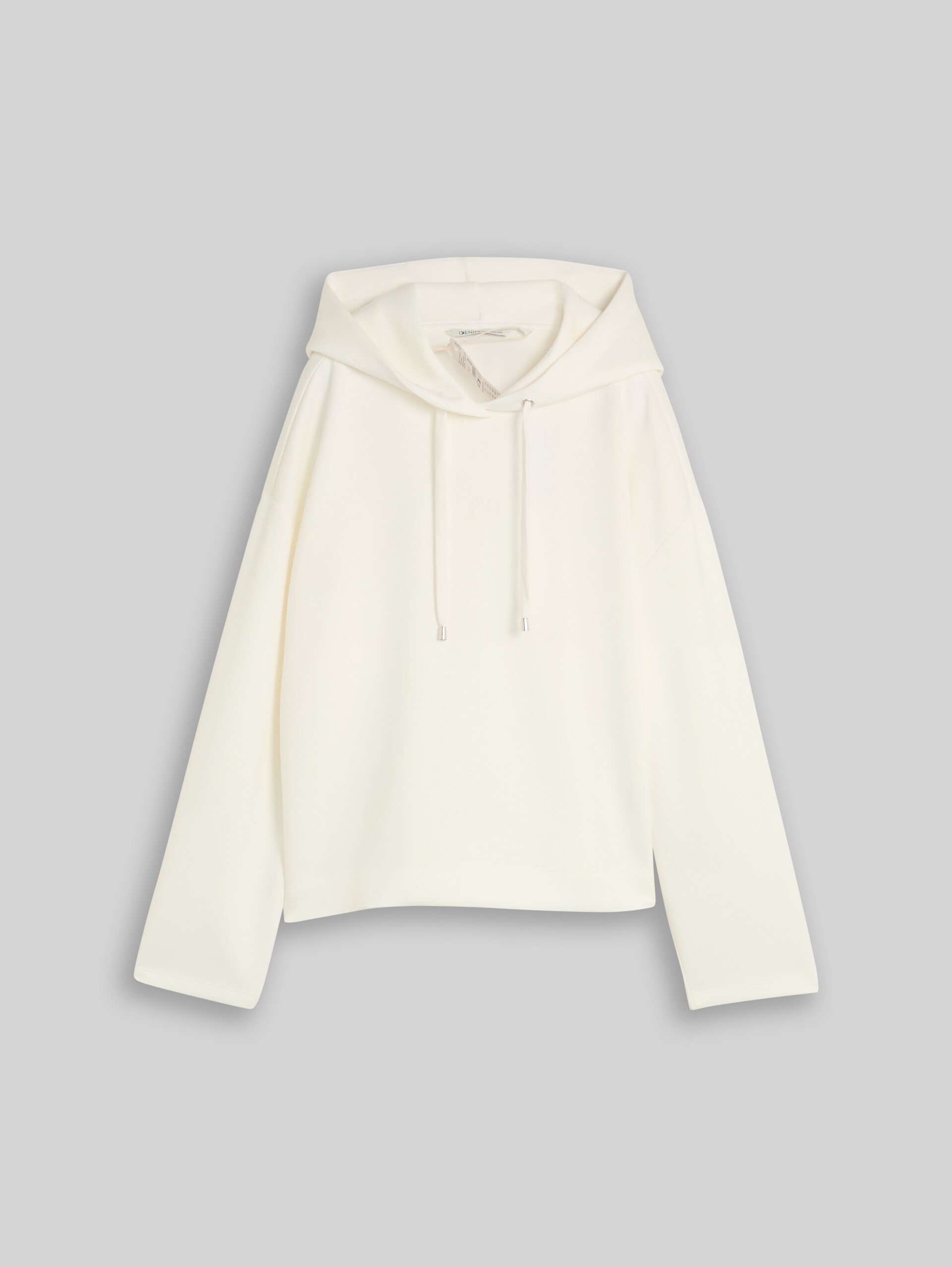 Loose Fit Scuba Hoodie Sweatshirt mit Stickerei - off white - Vorder-Produkt-Ansicht