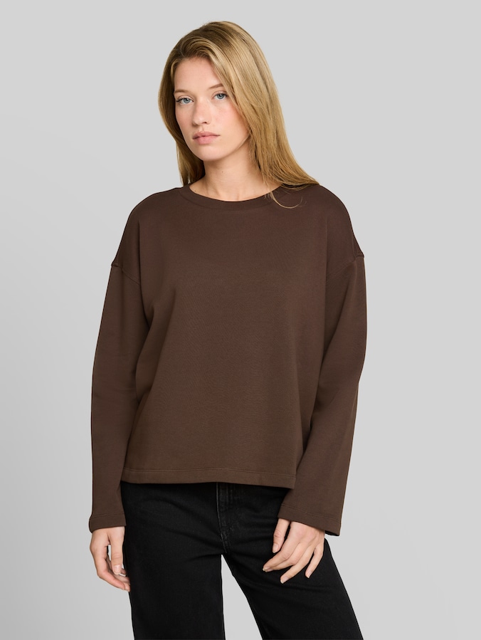 Basic cotton sweatshirt by Denim Female, cool dark brown