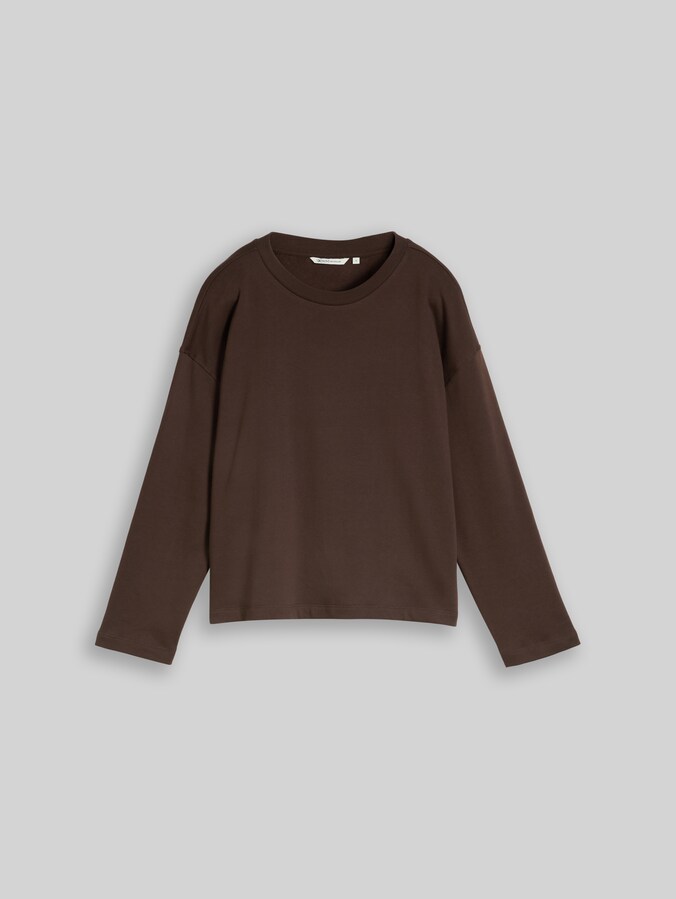 Basic Sweatshirt aus Baumwolle von Denim Female, cool dark brown