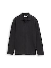 Sélectionné, Polo en piqué à manches longues, effet usé par Tom Tailor, noires