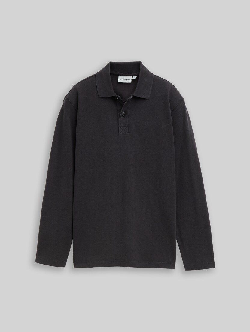 Langarm Piqué Poloshirt im Used Look von Teen Boys, heavy black