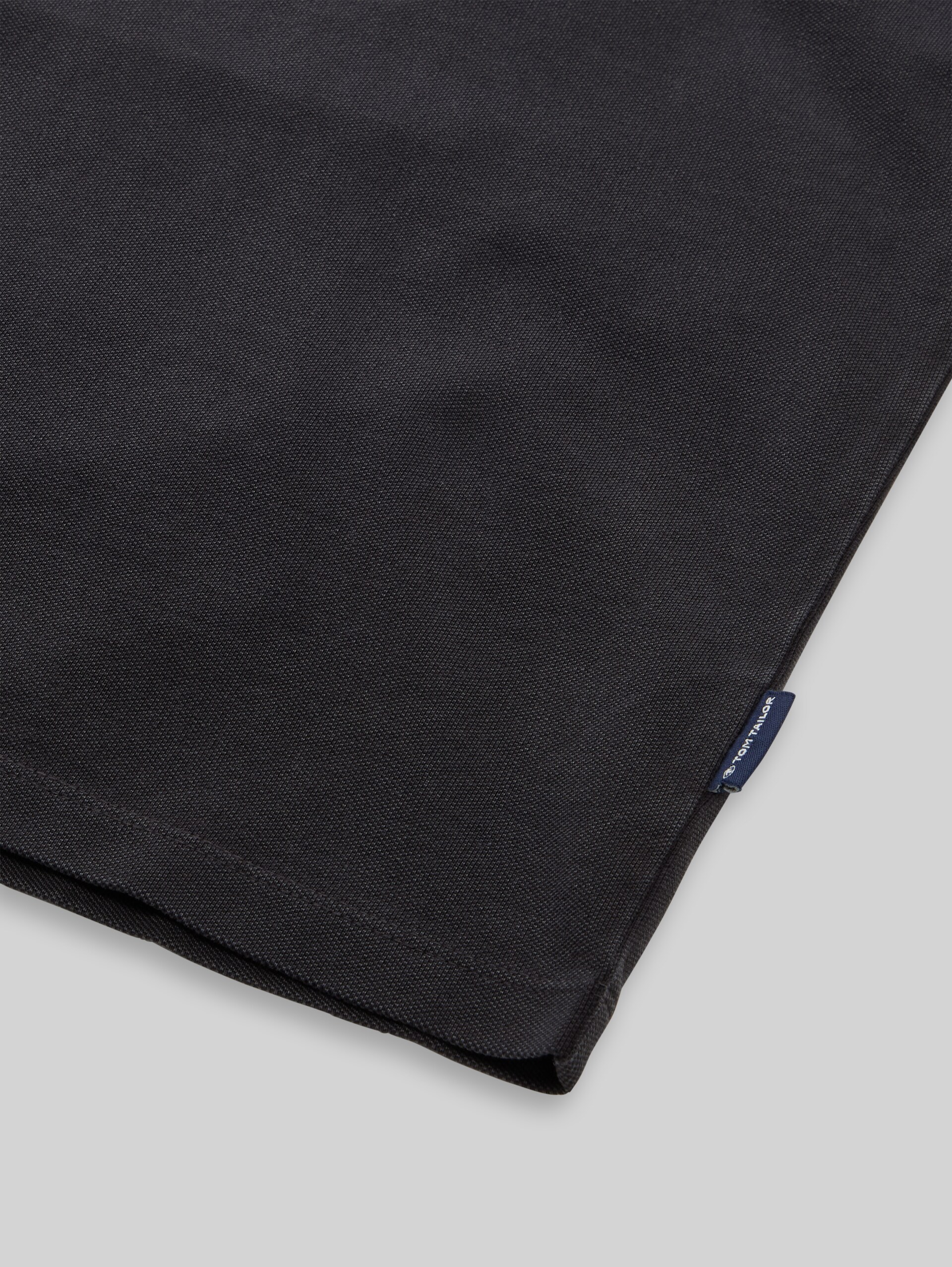 Polo en piqué à manches longues, effet usé - heavy black