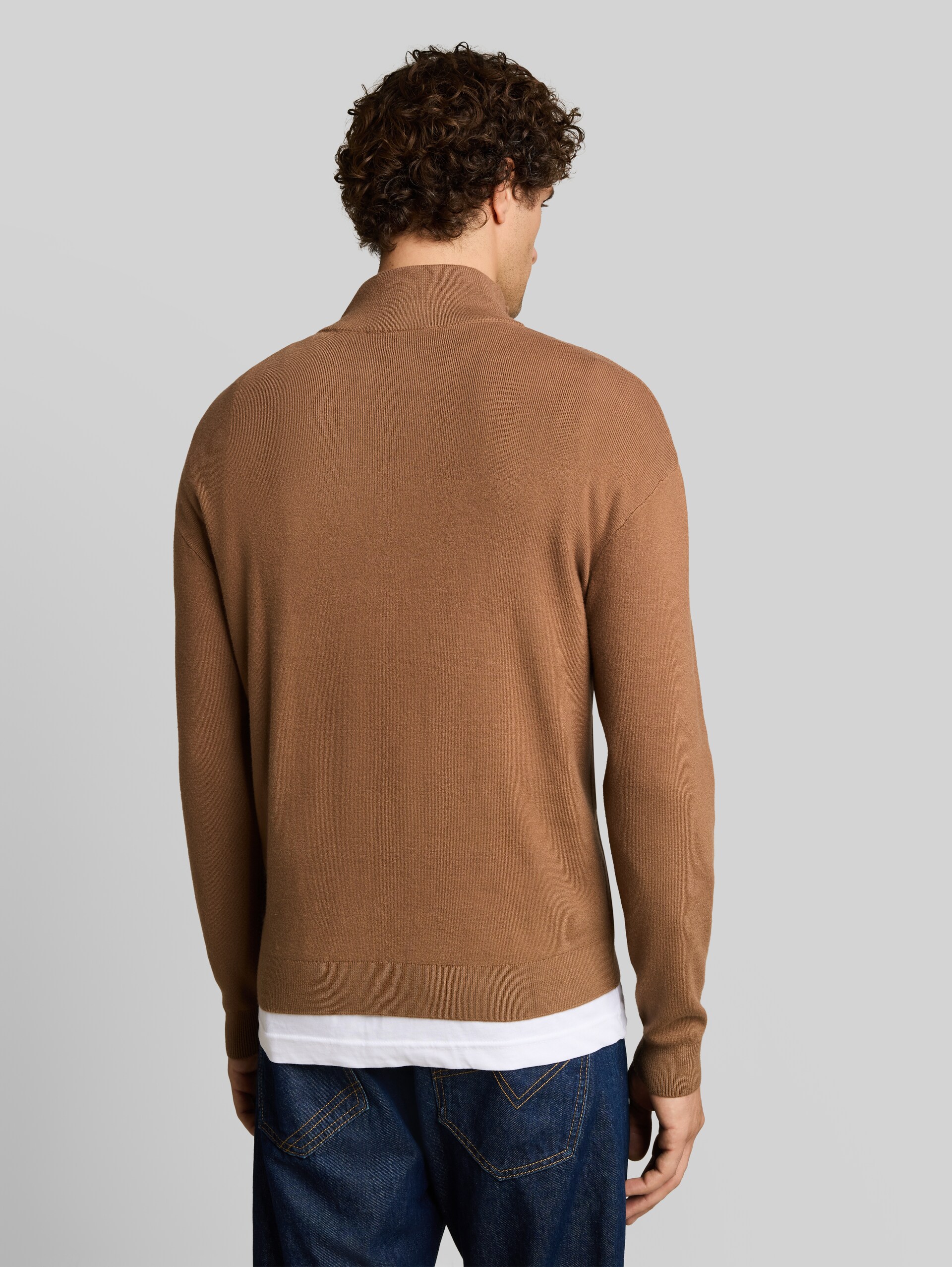 Pull à col roulé en maille, coupe décontractée - malt brown