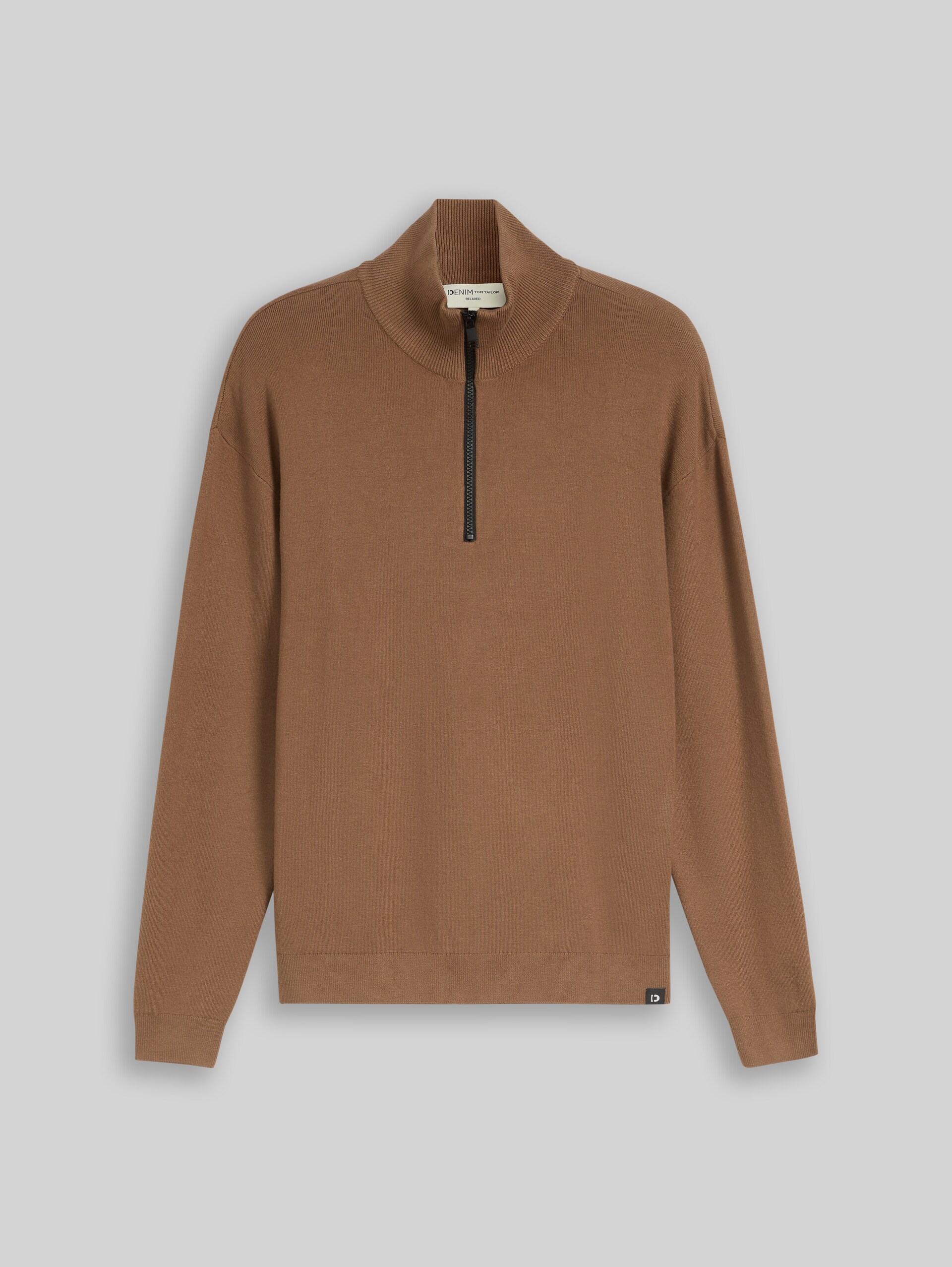 Pull à col roulé en maille, coupe décontractée - malt brown