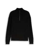 Ausgewählt, Relaxed Fit Troyer Strickpullover von Tom Tailor, schwarz