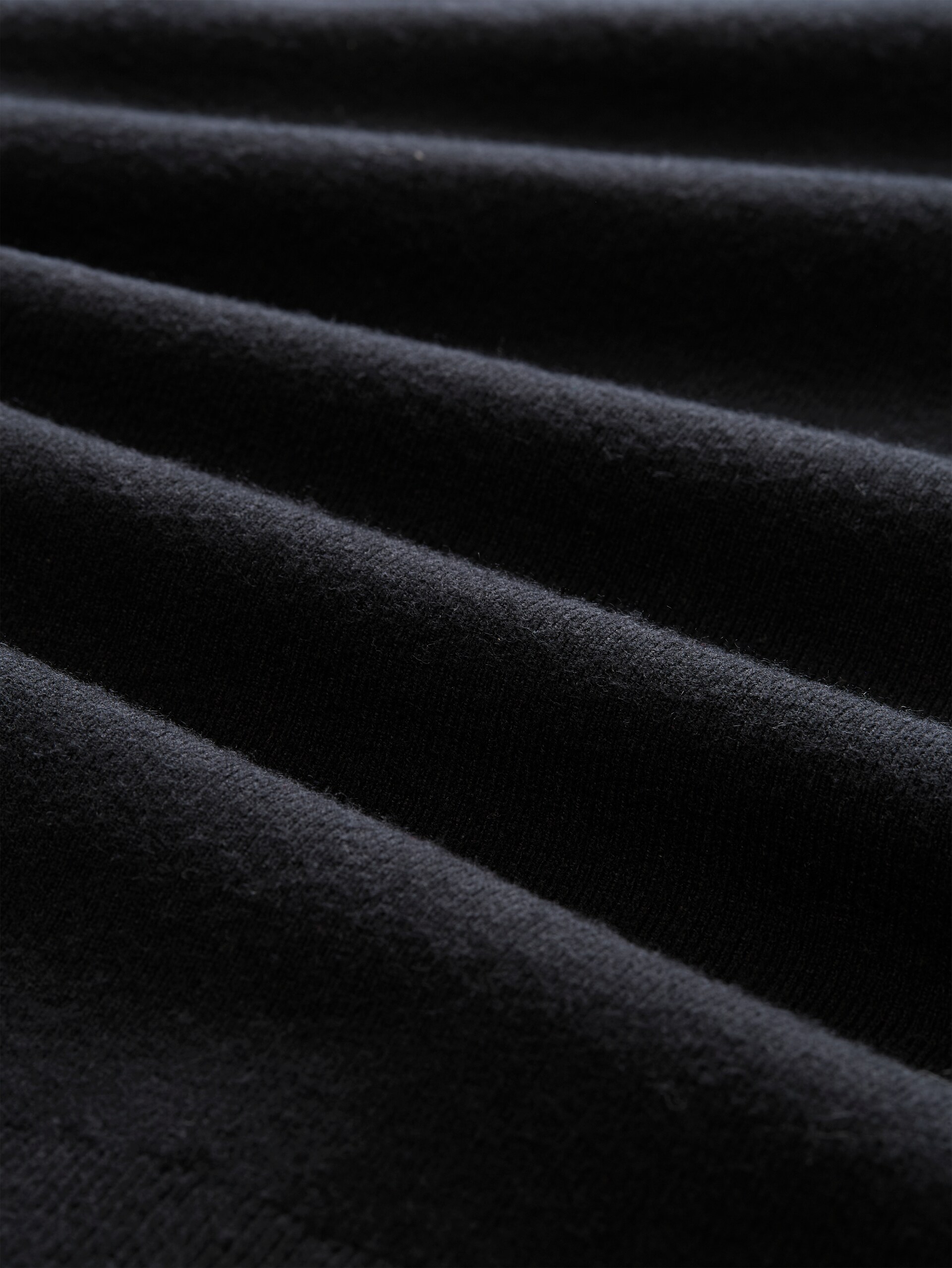 Relaxed Fit Troyer Strickpullover - Black - Material-Ansicht