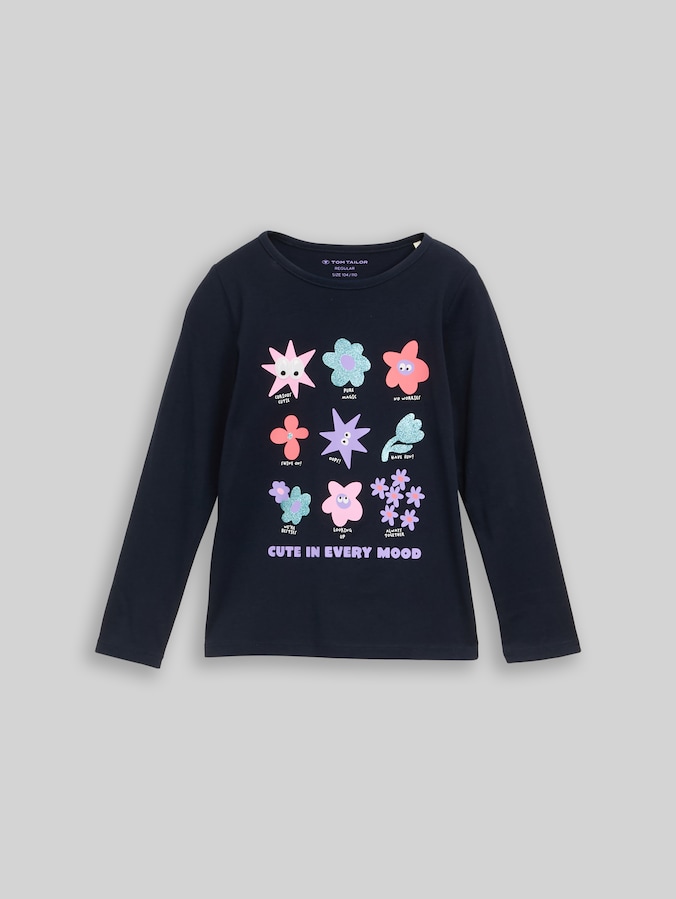 Langarmshirt mit Print von Mini Girls, sky captain blue