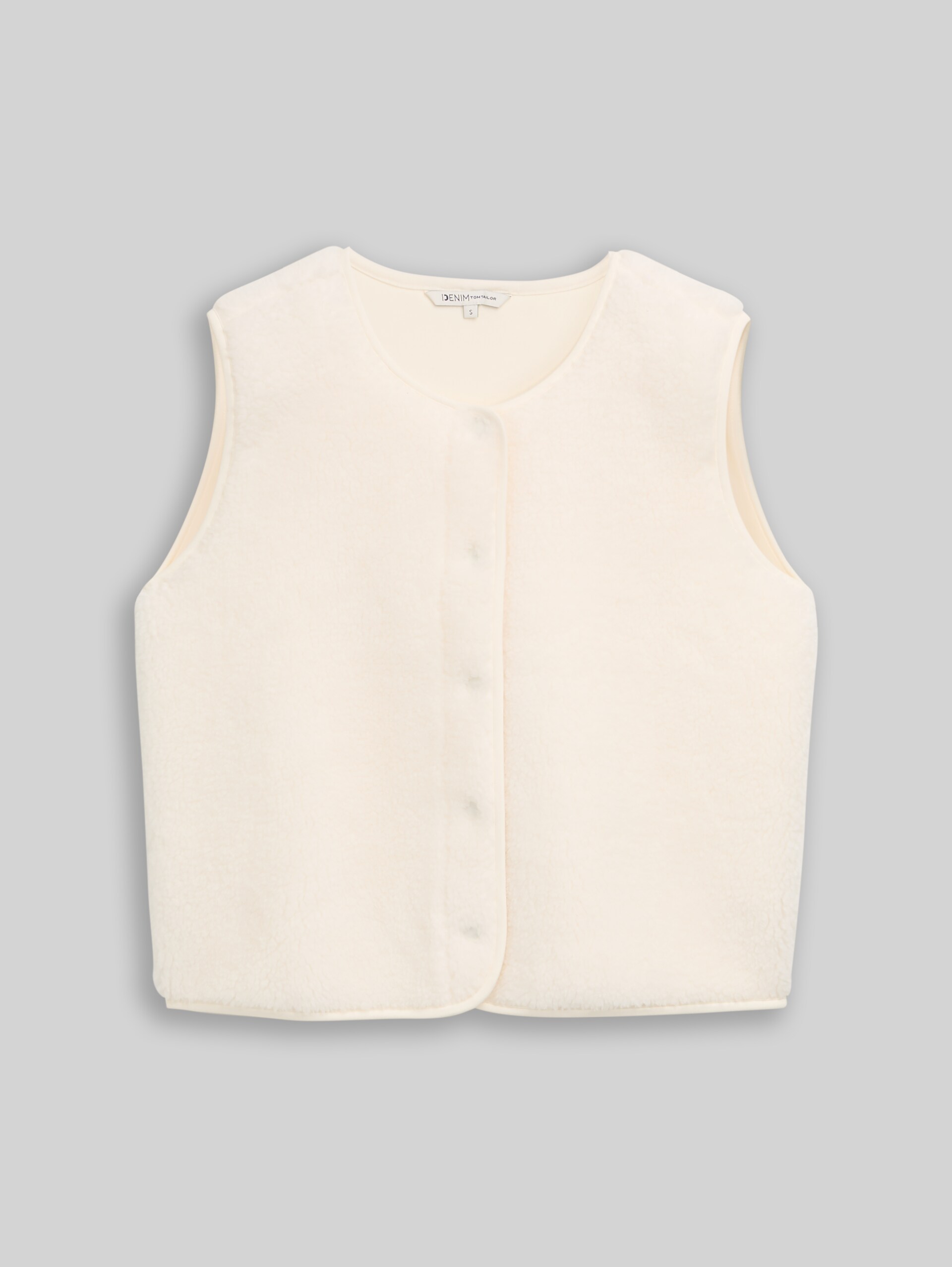 Teddy Weste mit Druckknopfleiste - off white - Vorder-Produkt-Ansicht