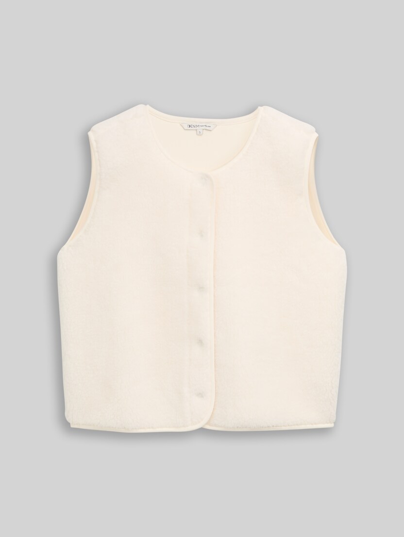 Teddy Weste mit Druckknopfleiste von Denim Female, off white