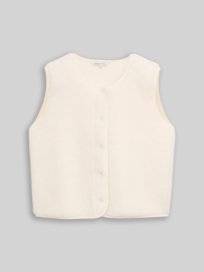 Teddy Weste mit Druckknopfleiste von Denim Female, off white