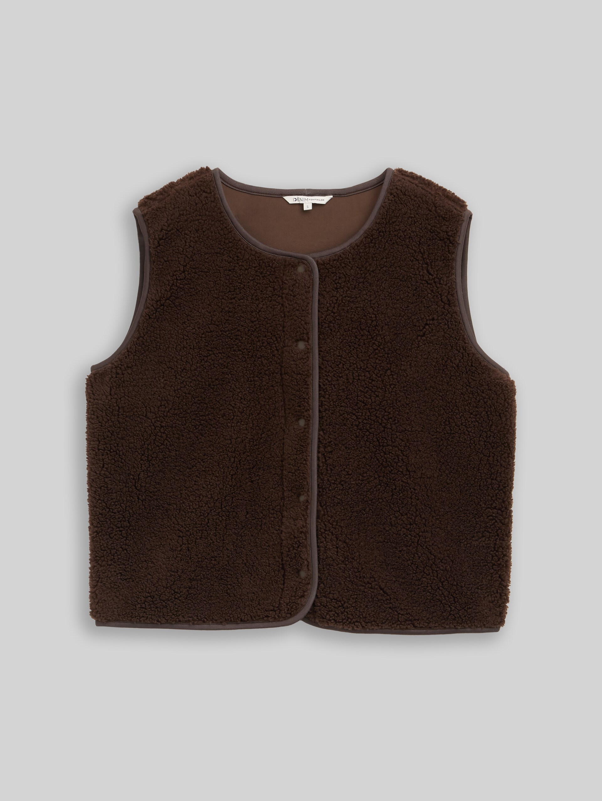 Teddy Weste mit Druckknopfleiste - cool dark brown - Vorder-Produkt-Ansicht