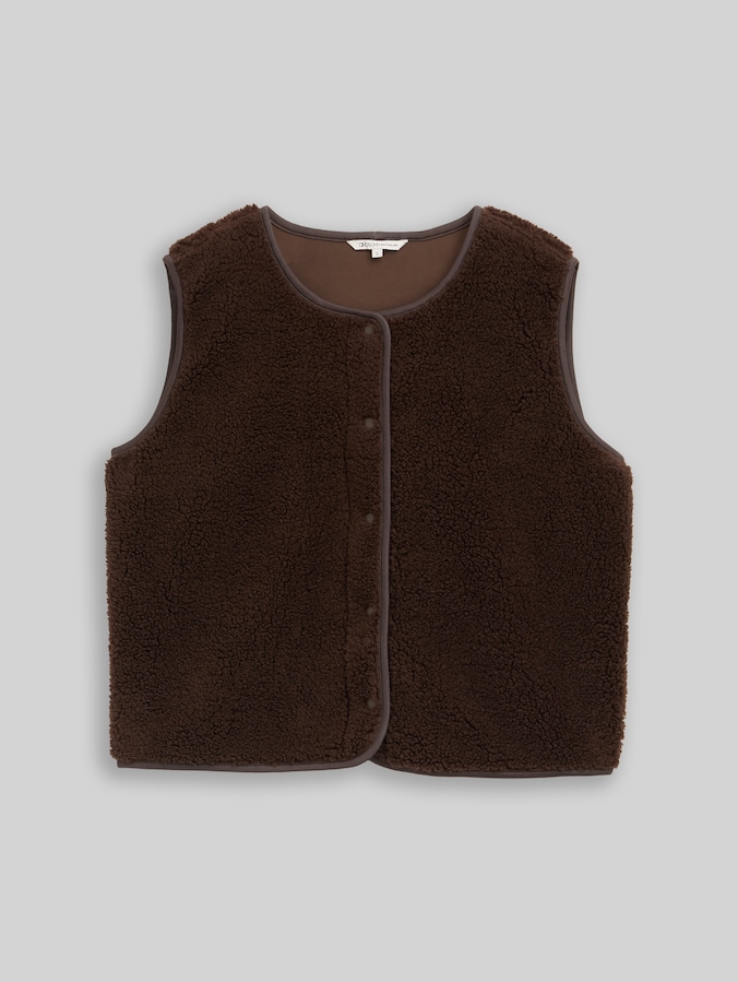 Teddy Weste mit Druckknopfleiste von Denim Female, cool dark brown