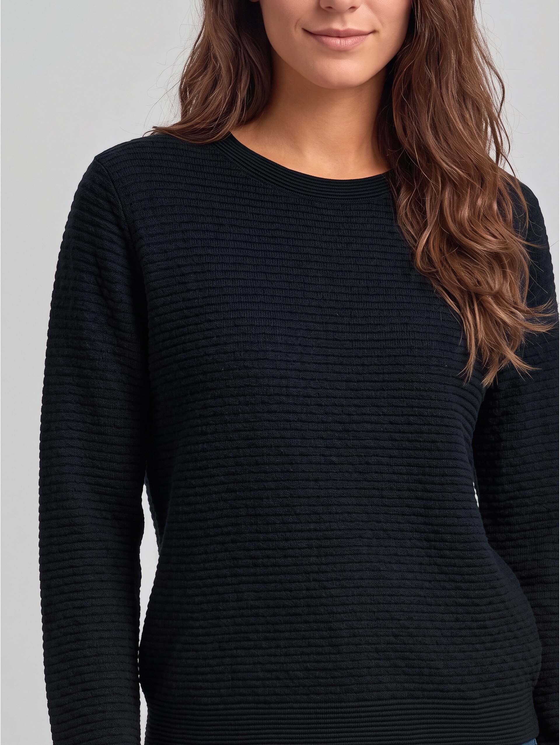 Textured knitted jumper - sky captain blue - Detail model view