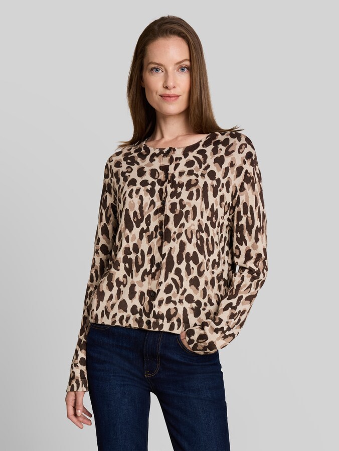 Vest met luipaardprint door Women, gravel beige melange leo