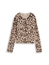 Ausgewählt, Cardigan mit Leo-Print von Tom Tailor, beige