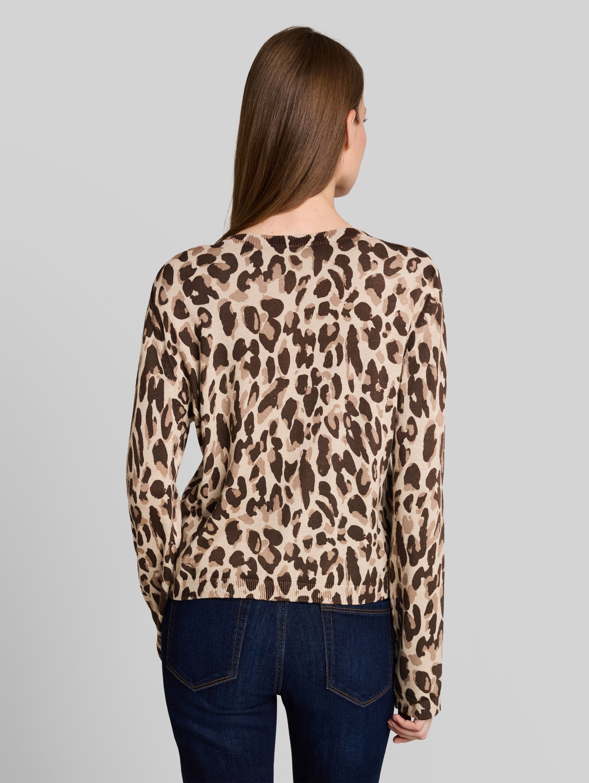 Cardigan mit Leo-Print - gravel beige melange leo