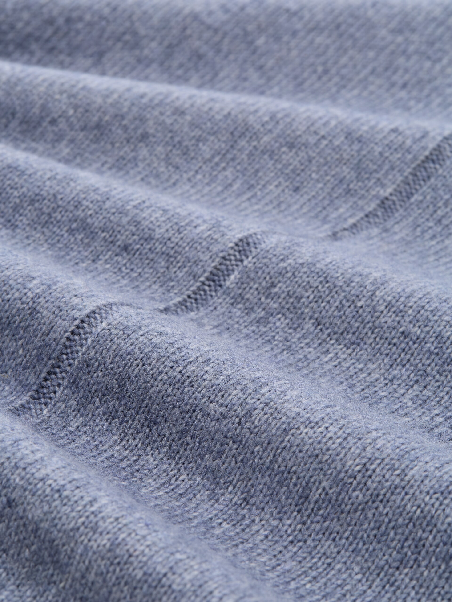 Gezellige gebreide trui met opstaande kraag - fern blue melange - Materiaalweergave