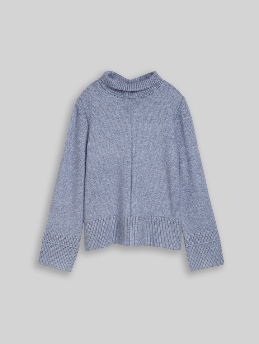 Gezellige gebreide trui met opstaande kraag door Women, fern blue melange