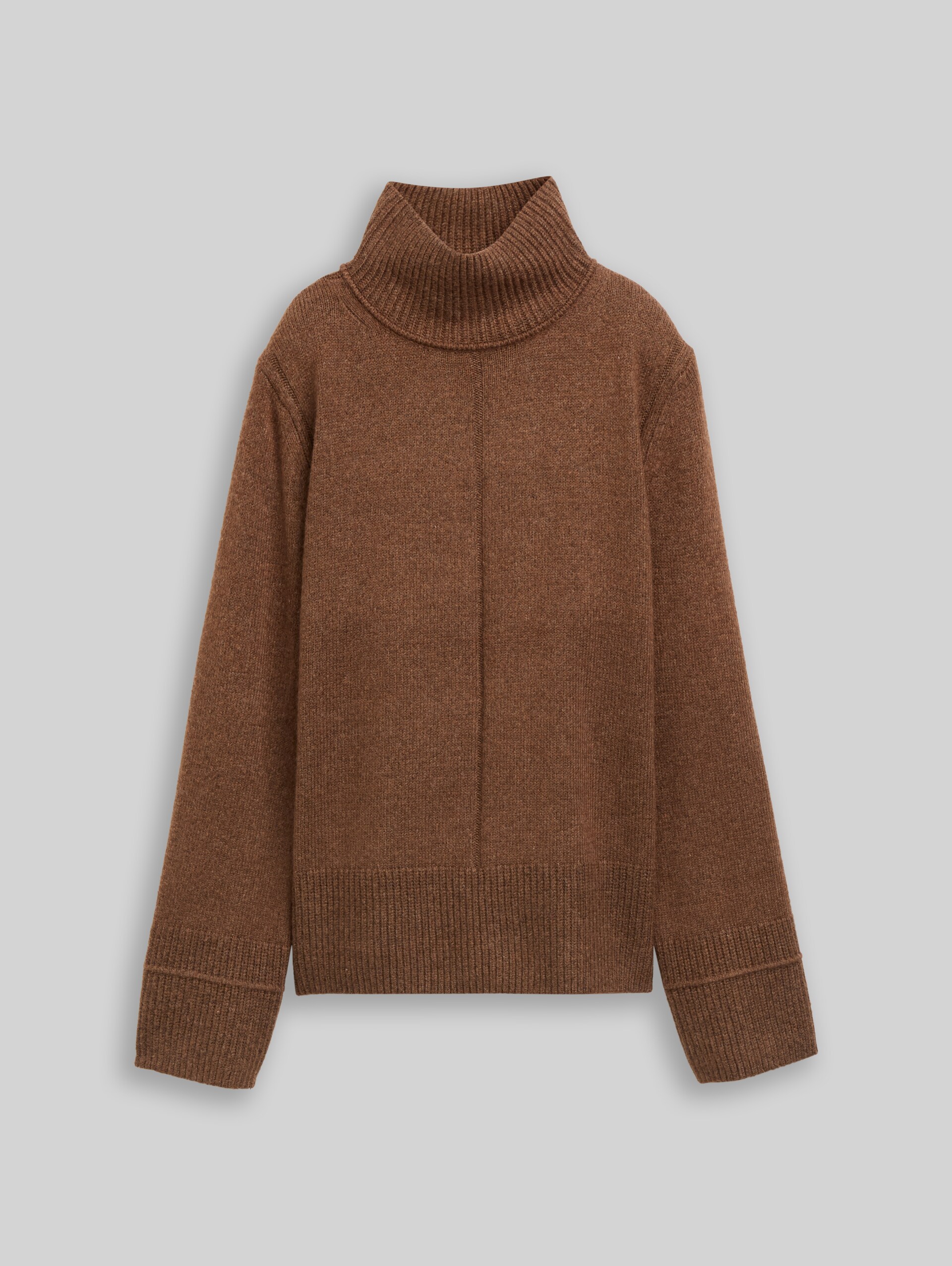 Cosy Strickpullover mit Stehkragen - mid camel melange