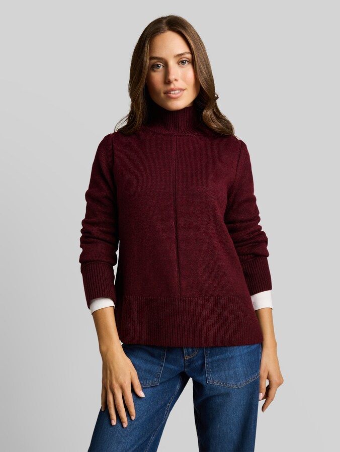 Cosy Strickpullover mit Stehkragen von Women, preppy plum melange