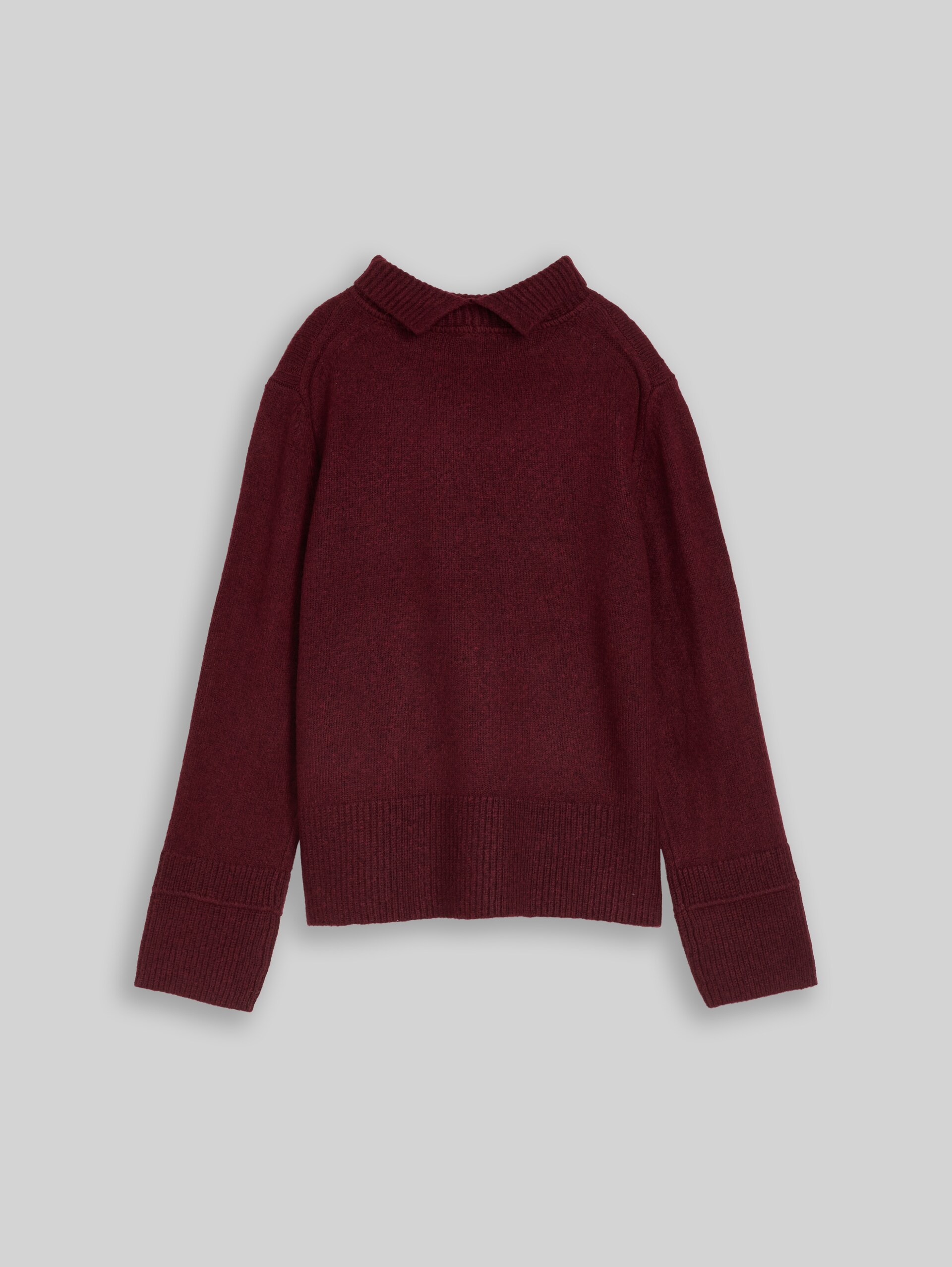 Cosy Strickpullover mit Stehkragen - preppy plum melange