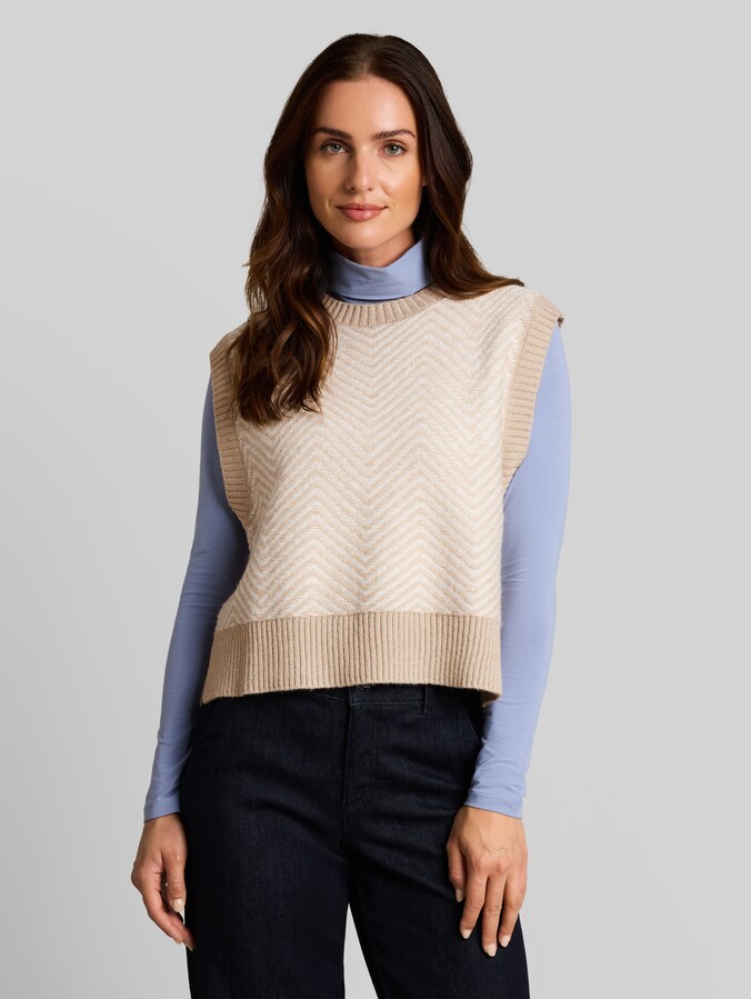 Loose Fit Pullunder von Women, beige melange white zig zag