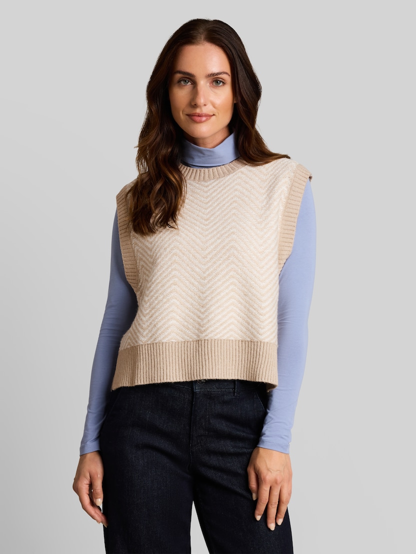 Losvallend vest zonder mouwen door Women, beige melange white zig zag