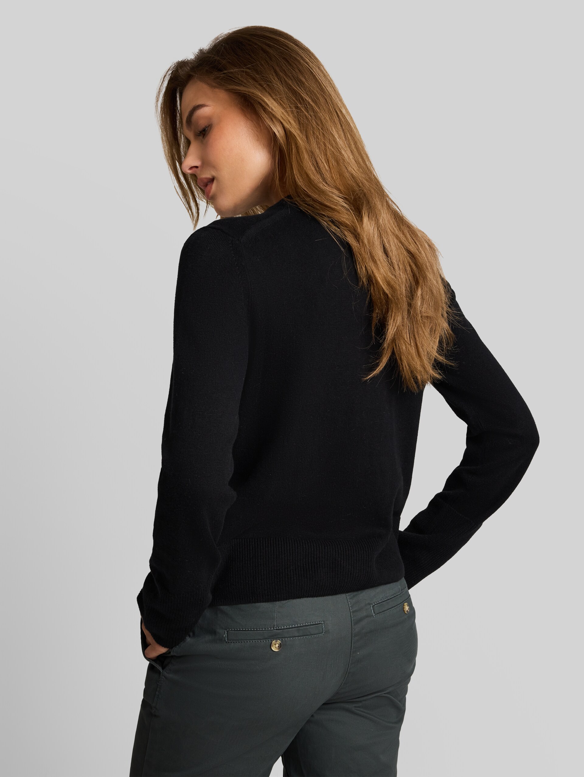 Strickpullover mit Kaschmir-Anteil - deep black