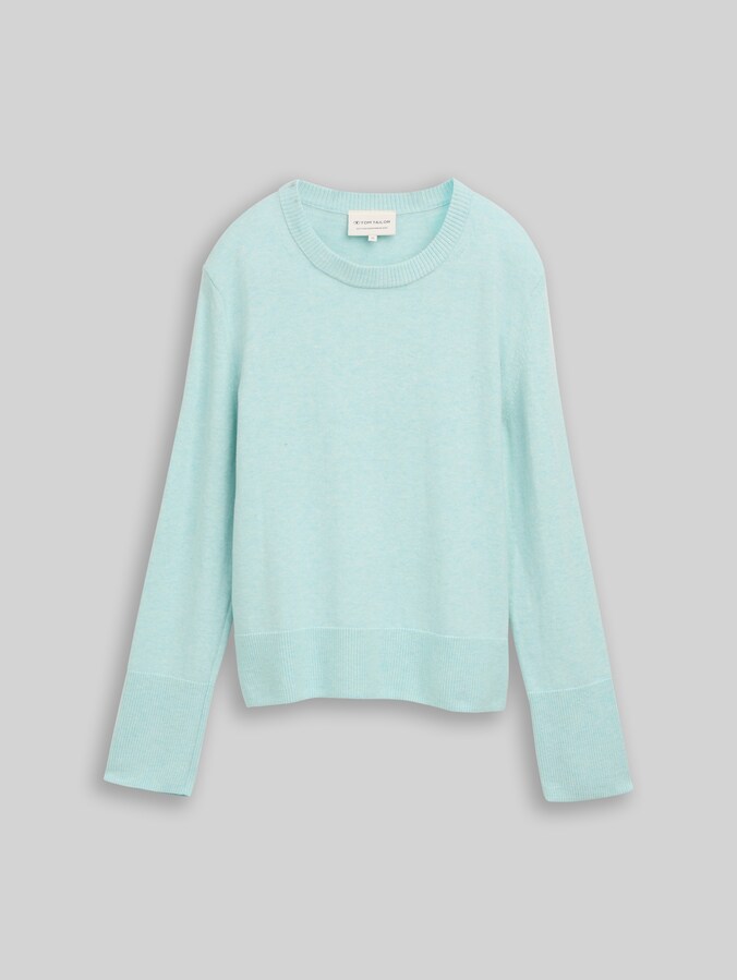 Gebreide trui met kasjmier door Women, dusty light green melange
