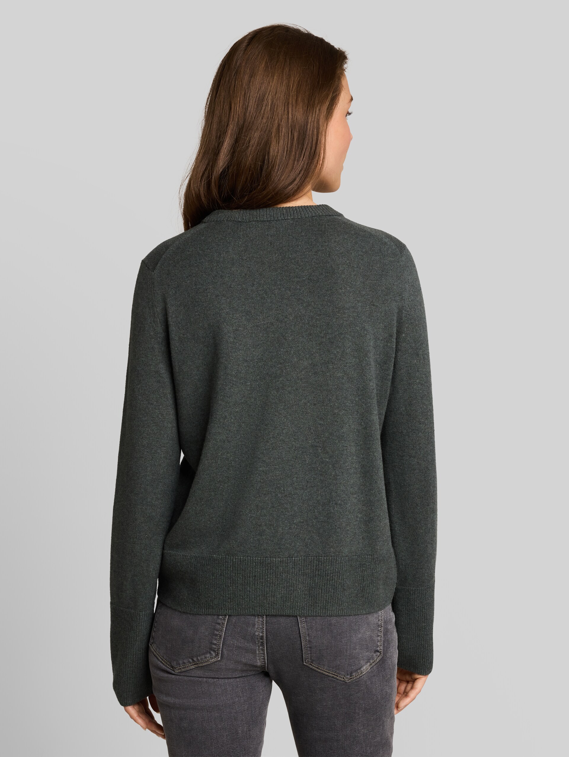 Strickpullover mit Kaschmir-Anteil - dark olive melange