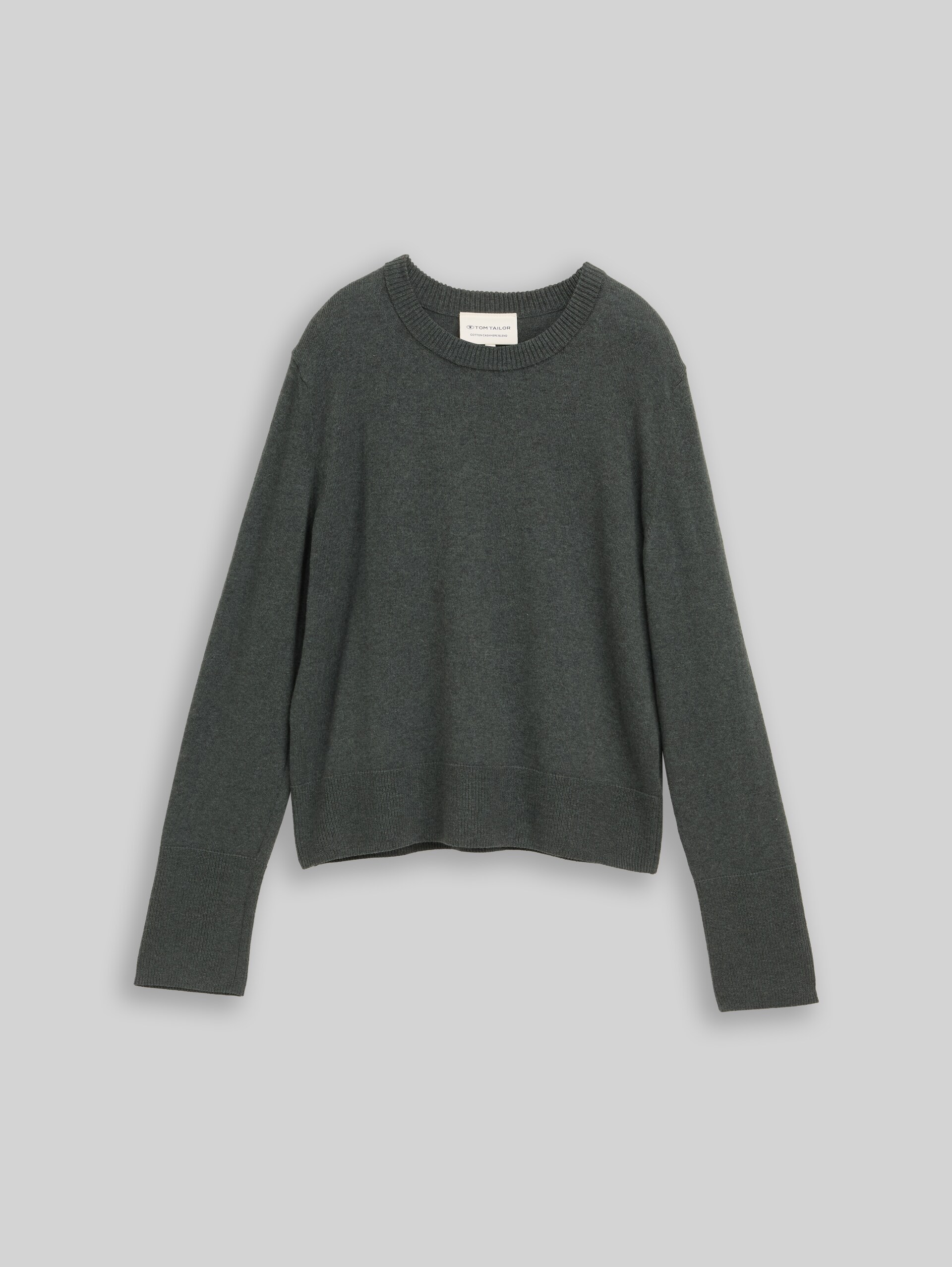 Strickpullover mit Kaschmir-Anteil - dark olive melange