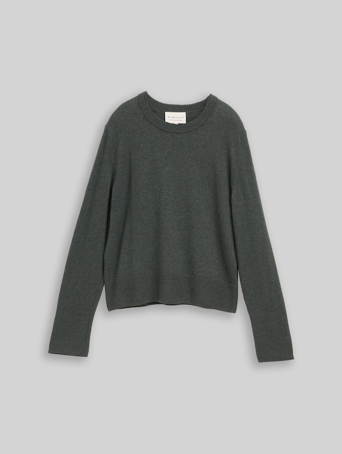 Pull-over en tricot avec cachemire par Women, dark olive melange