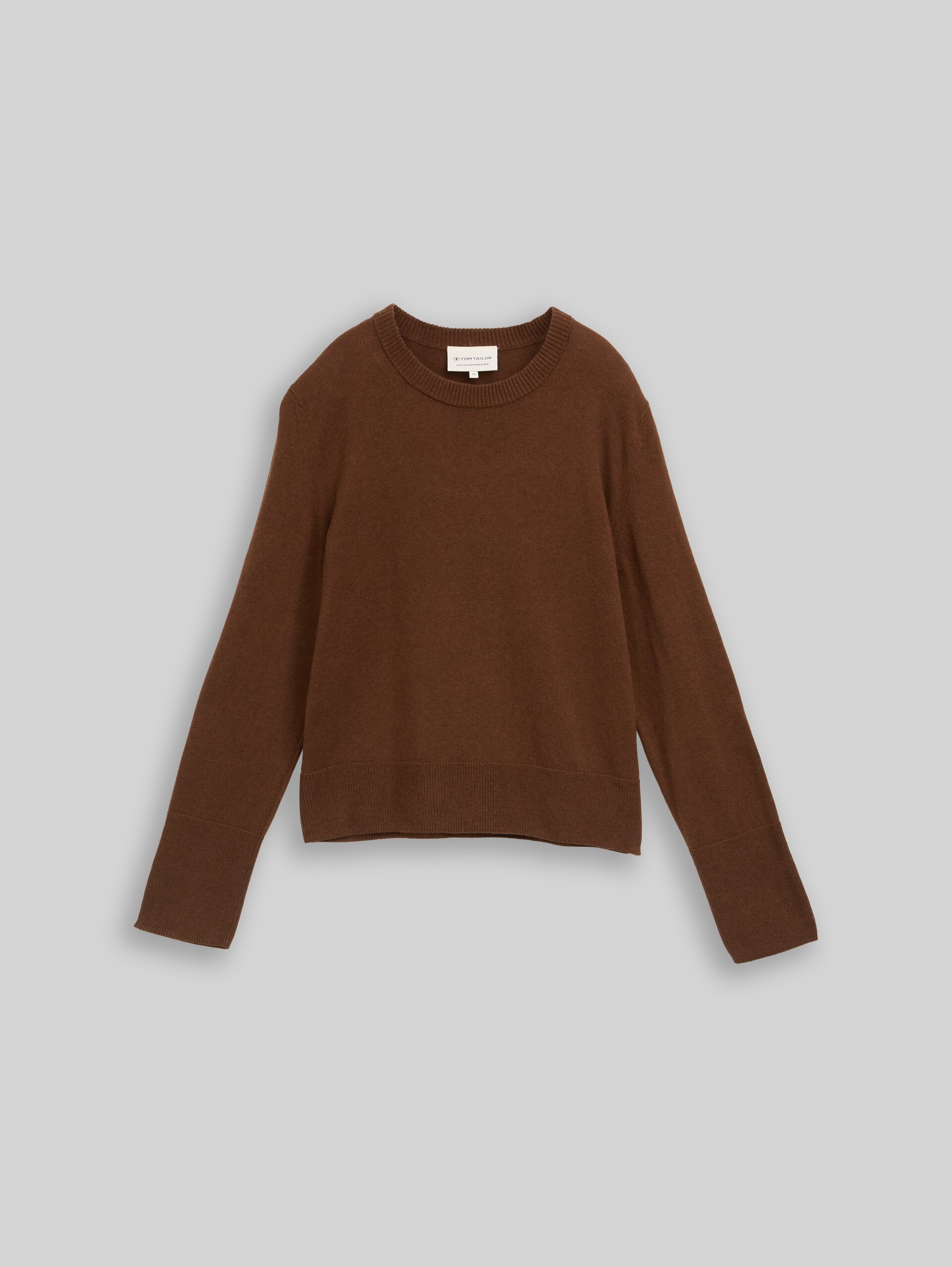 Strickpullover mit Kaschmir-Anteil - mid camel melange