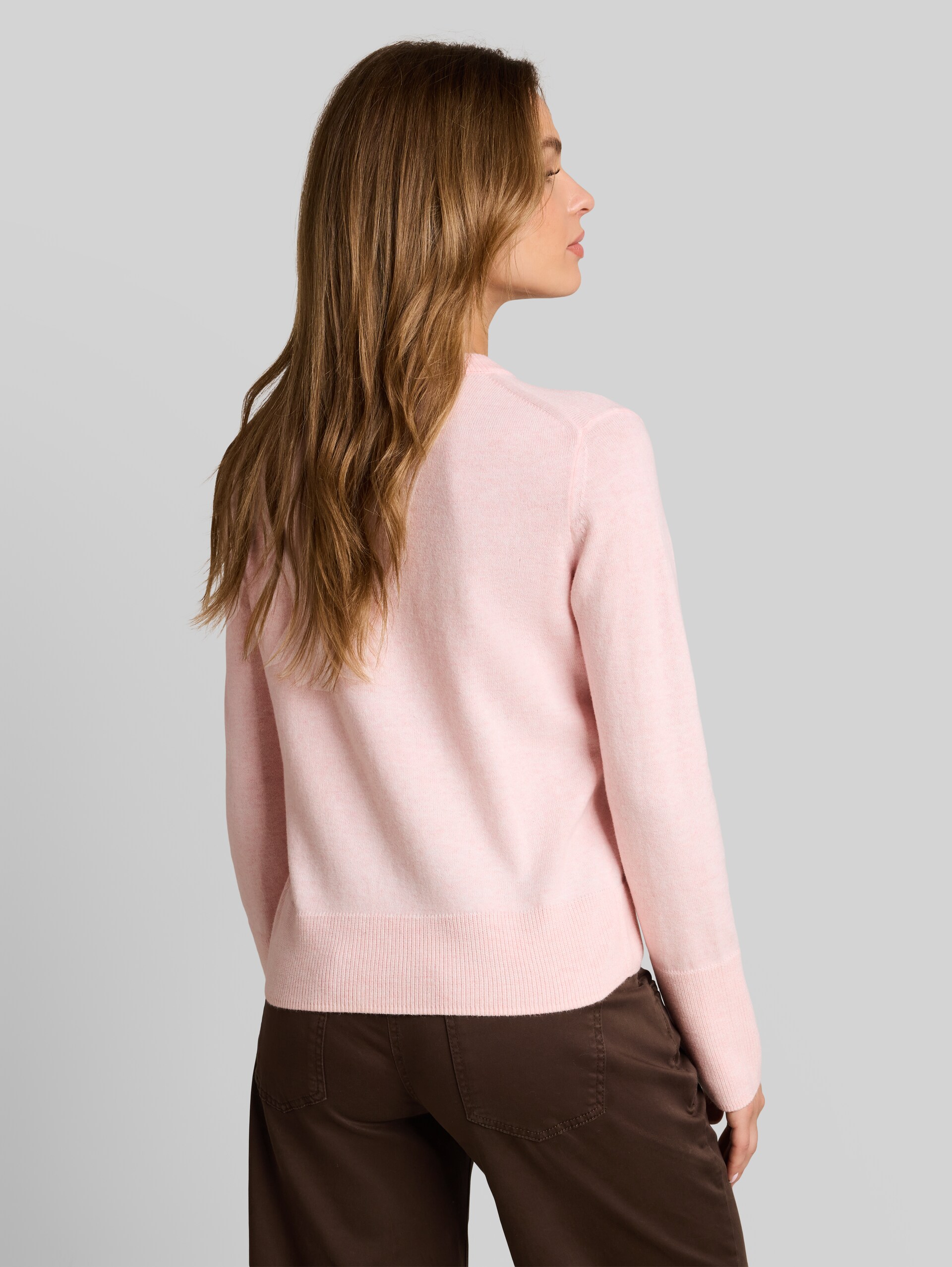 Strickpullover mit Kaschmir-Anteil - light pastel pink melange