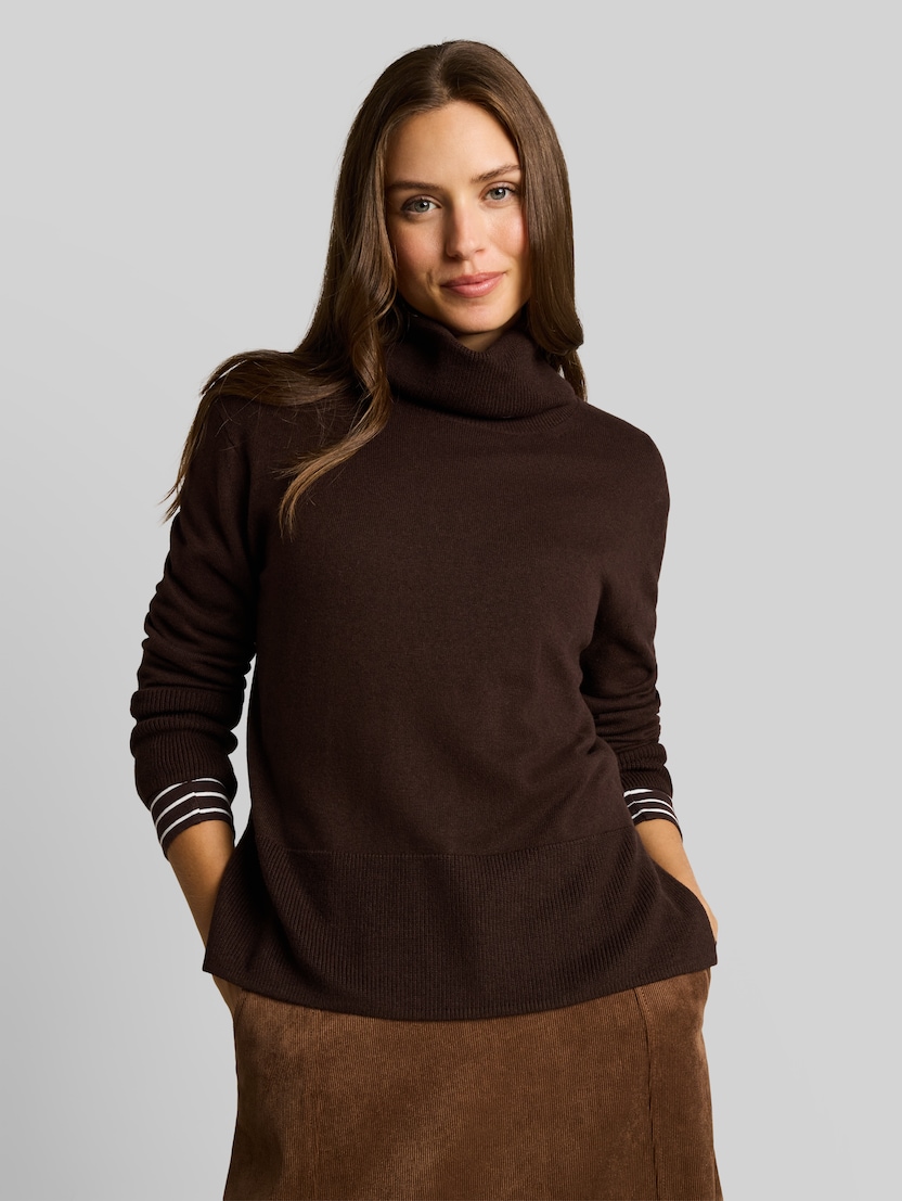 Turtleneck jumper with cashmere blend by Women, java dark brown melange