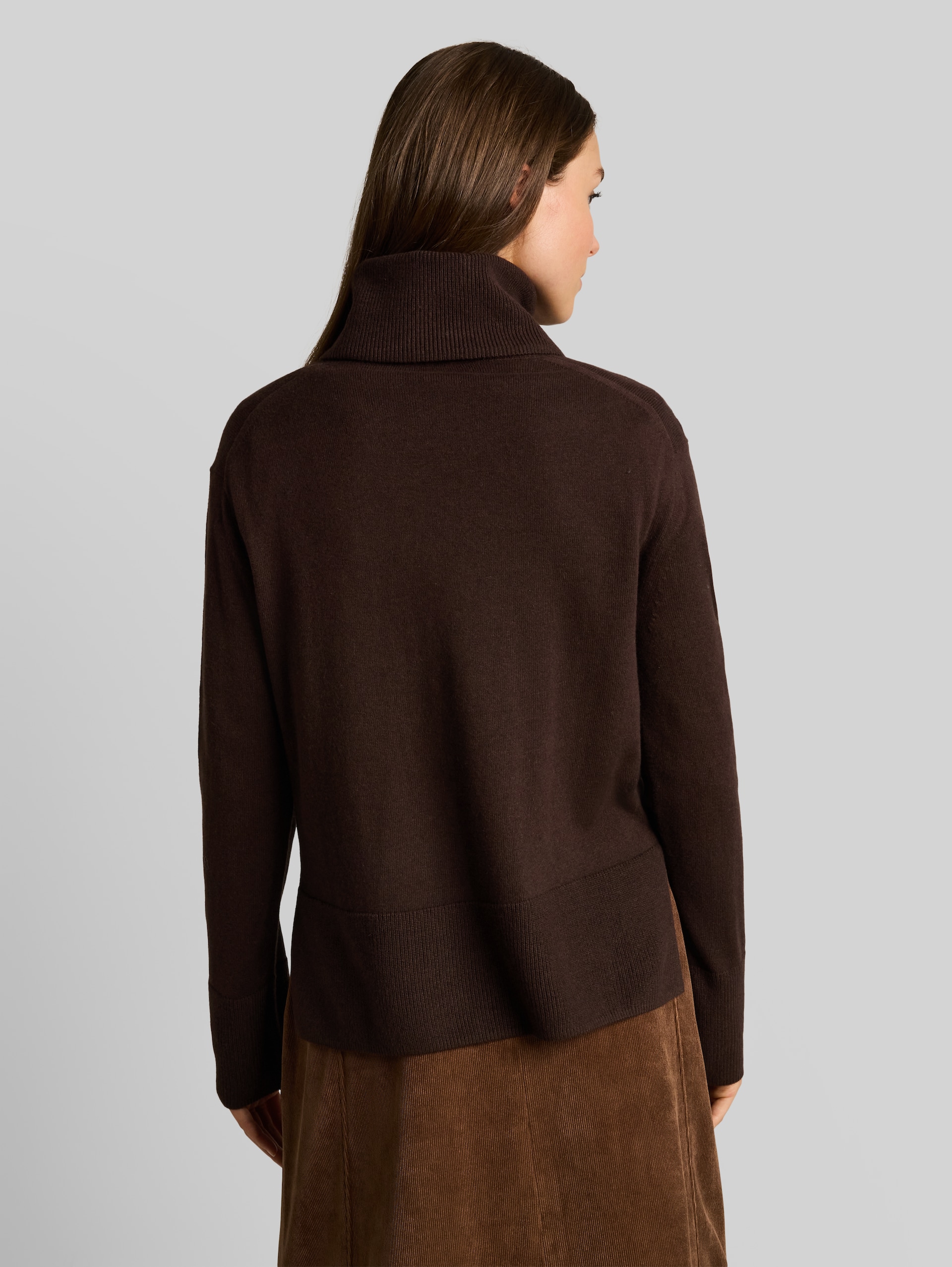 Rollkragenpullover mit Kaschmir-Anteil - java dark brown melange