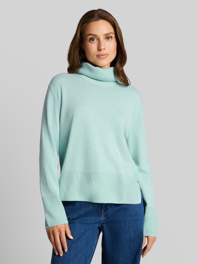 Rollkragenpullover mit Kaschmir-Anteil von Women, dusty light green melange