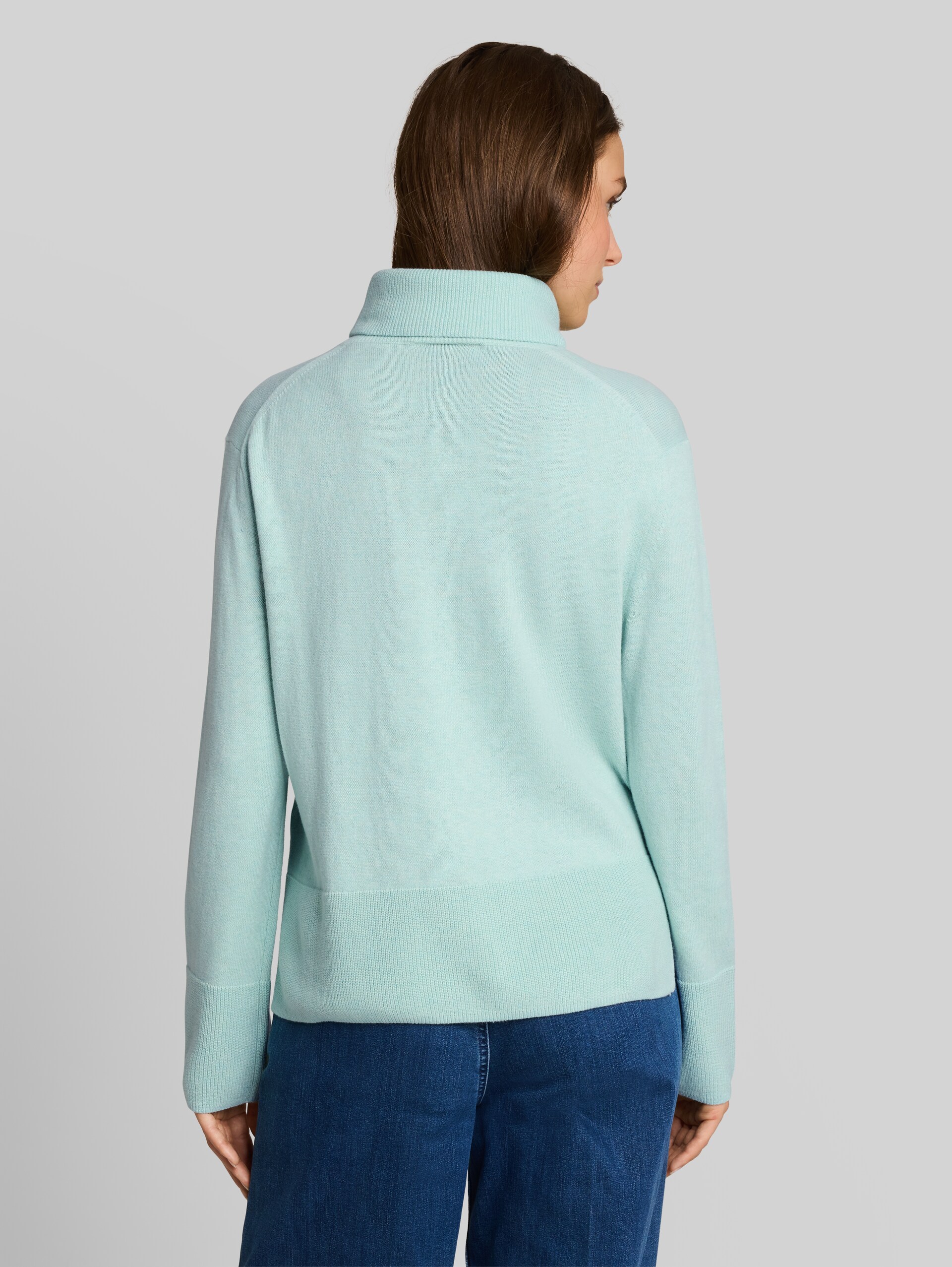 Pull à col roulé avec une touche de cachemire - dusty light green melange