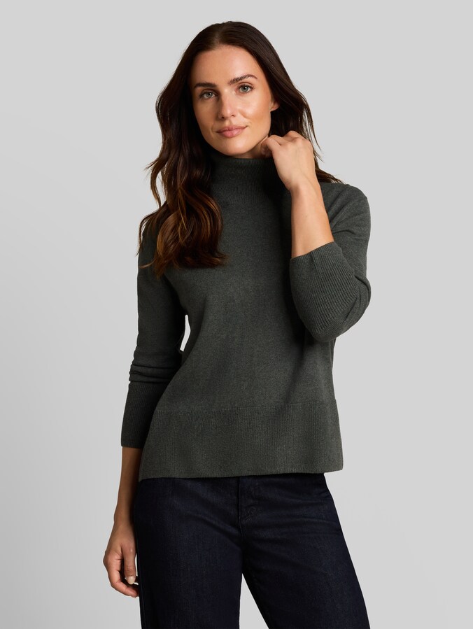 Pull à col roulé avec une touche de cachemire par Women, dark olive melange