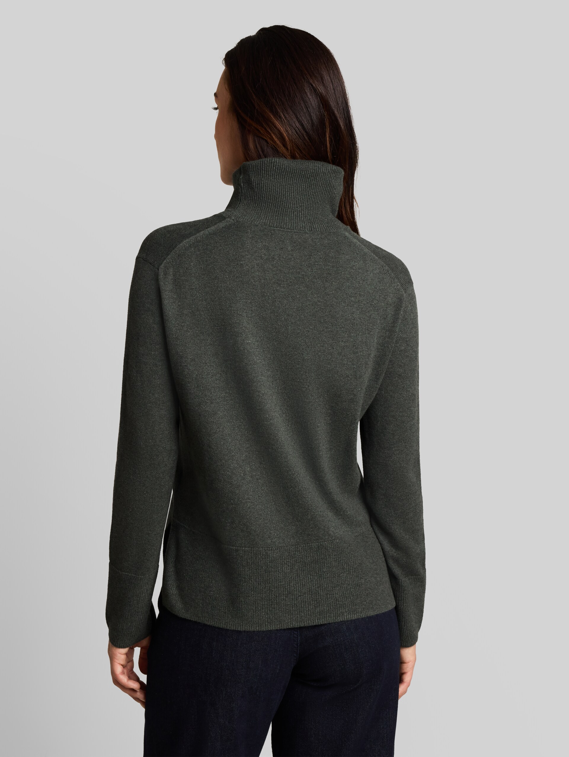 Pull à col roulé avec une touche de cachemire - dark olive melange